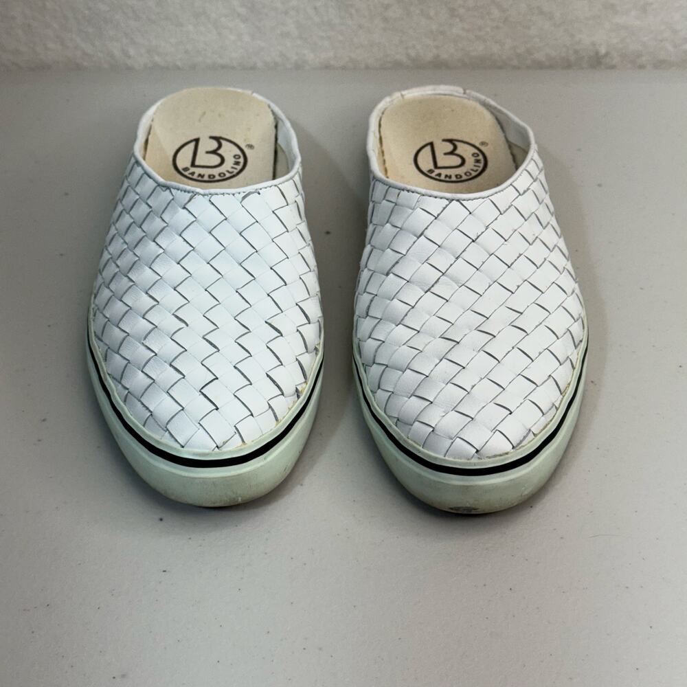 Bandolino Marina White Nappa Royal Woven Leather Slip-On Mule Sneaker Size 8 VTG
